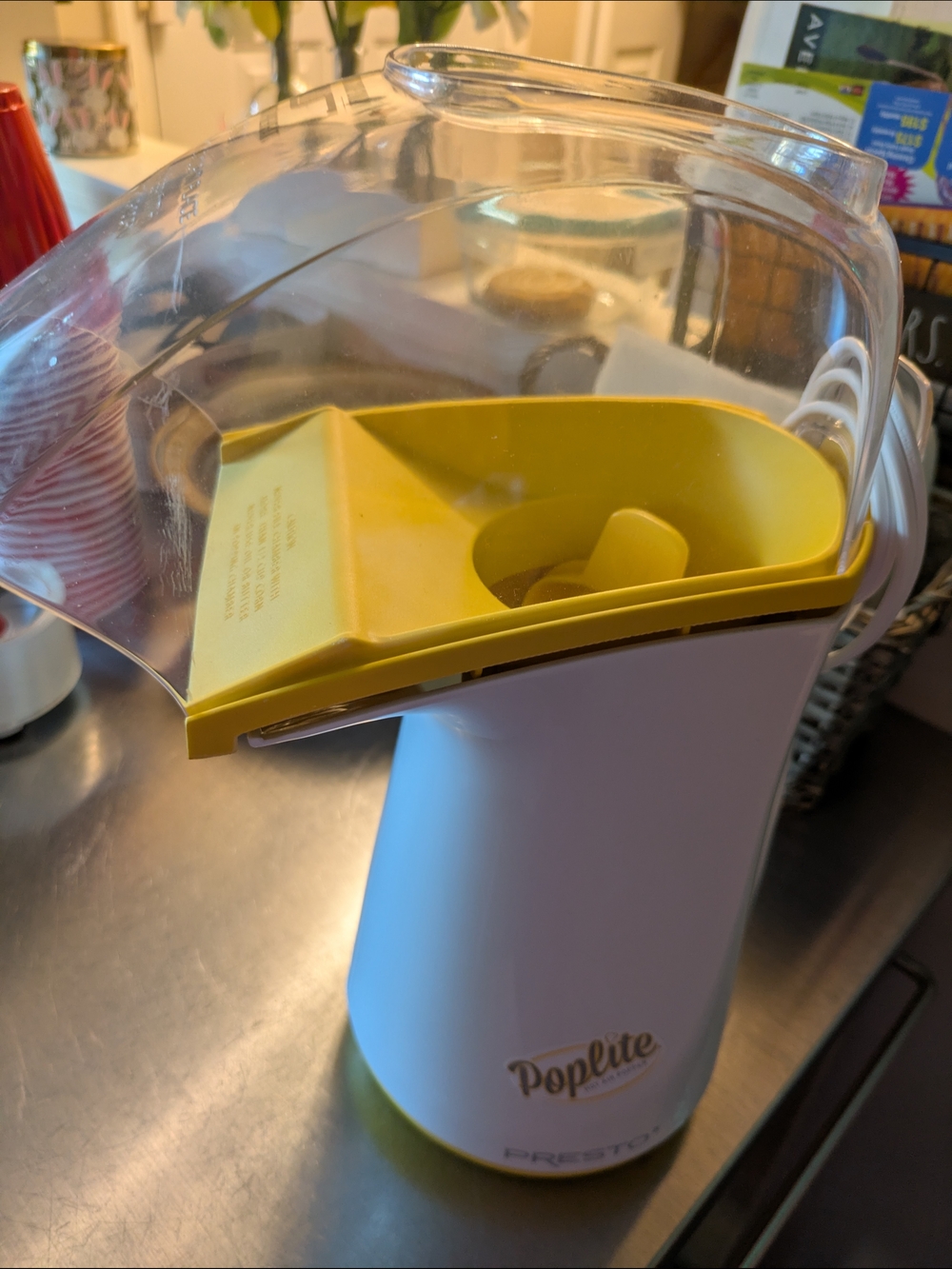 Presto Poplite Electric Hot Air Popcorn Popper - White & Yellow